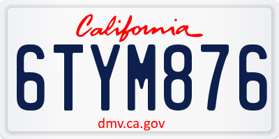CA license plate 6TYM876