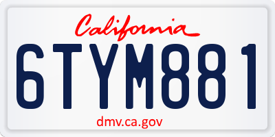 CA license plate 6TYM881