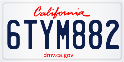 CA license plate 6TYM882