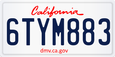 CA license plate 6TYM883