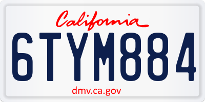 CA license plate 6TYM884