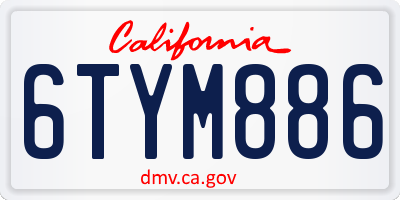 CA license plate 6TYM886
