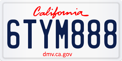 CA license plate 6TYM888