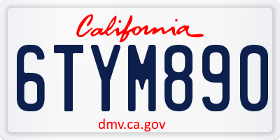 CA license plate 6TYM890