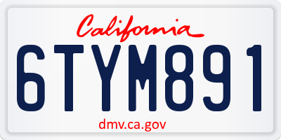 CA license plate 6TYM891