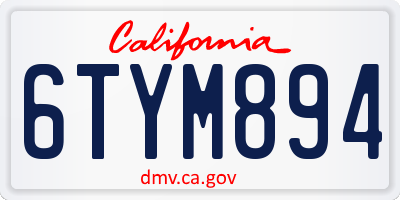 CA license plate 6TYM894