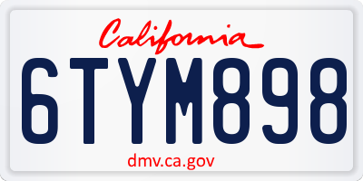 CA license plate 6TYM898