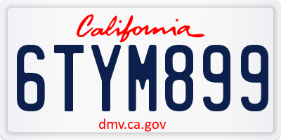 CA license plate 6TYM899