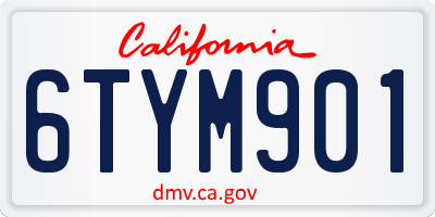 CA license plate 6TYM901