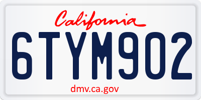 CA license plate 6TYM902