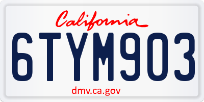 CA license plate 6TYM903