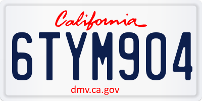 CA license plate 6TYM904
