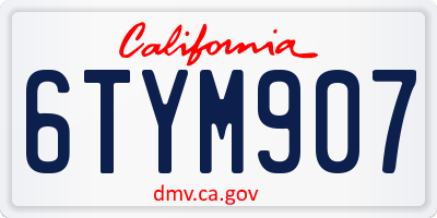 CA license plate 6TYM907