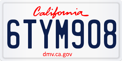 CA license plate 6TYM908