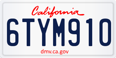 CA license plate 6TYM910