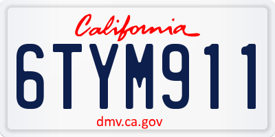 CA license plate 6TYM911
