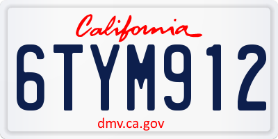 CA license plate 6TYM912