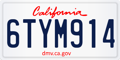 CA license plate 6TYM914