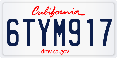 CA license plate 6TYM917