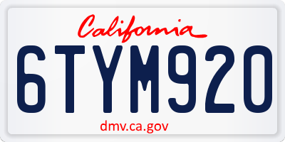 CA license plate 6TYM920