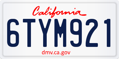 CA license plate 6TYM921