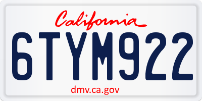 CA license plate 6TYM922