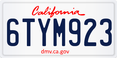 CA license plate 6TYM923
