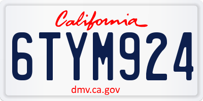 CA license plate 6TYM924