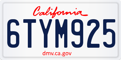 CA license plate 6TYM925