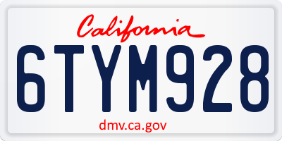 CA license plate 6TYM928