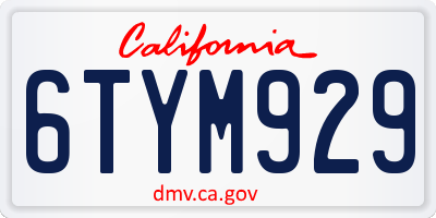 CA license plate 6TYM929