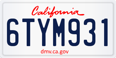 CA license plate 6TYM931