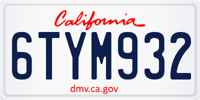 CA license plate 6TYM932