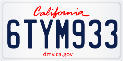 CA license plate 6TYM933