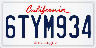 CA license plate 6TYM934