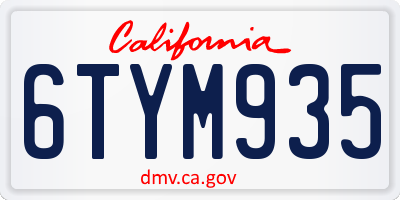 CA license plate 6TYM935