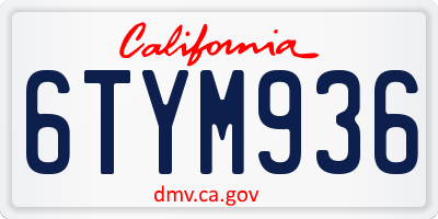 CA license plate 6TYM936