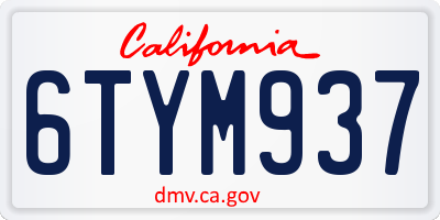 CA license plate 6TYM937