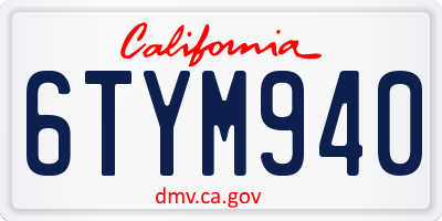 CA license plate 6TYM940