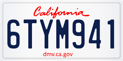 CA license plate 6TYM941