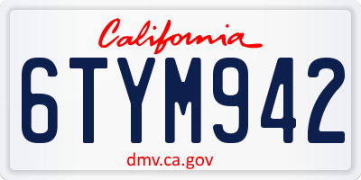 CA license plate 6TYM942