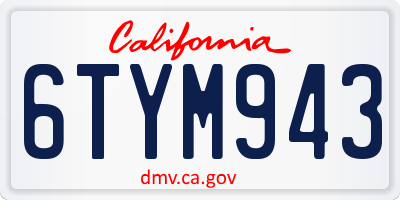 CA license plate 6TYM943