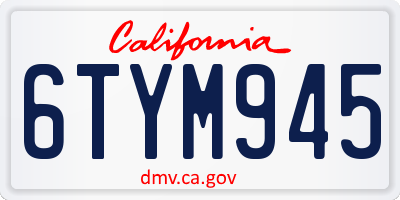 CA license plate 6TYM945