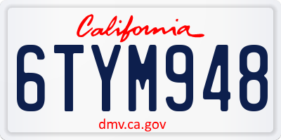 CA license plate 6TYM948