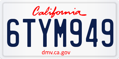 CA license plate 6TYM949