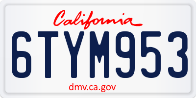 CA license plate 6TYM953