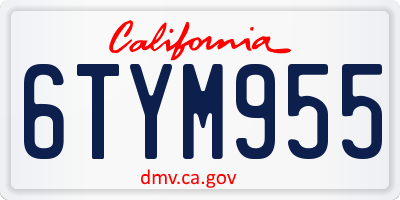 CA license plate 6TYM955