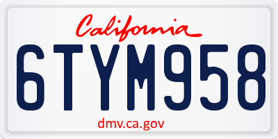 CA license plate 6TYM958