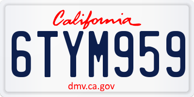 CA license plate 6TYM959