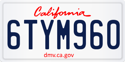 CA license plate 6TYM960